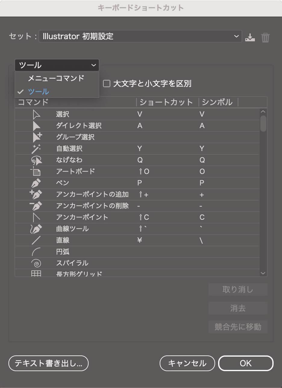 選択して探している機能に応じて切り替える